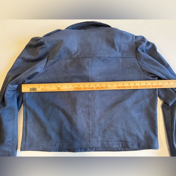 LC Lauren Conrad Women's Blue Bomber Jacket puff sleeve silver hardware - Picture 8 of 10